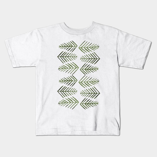 Watercolor pine trees - sap green Kids T-Shirt by wackapacka